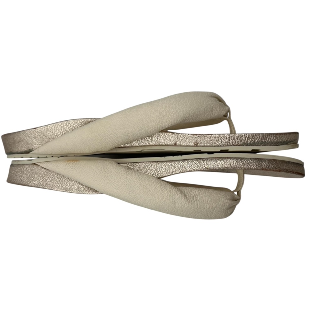 Pedro Garcia Anita "Onsen" Gold and Cream Leather Thong Sandals Size EU39/US9 - Picture 5 of 11
